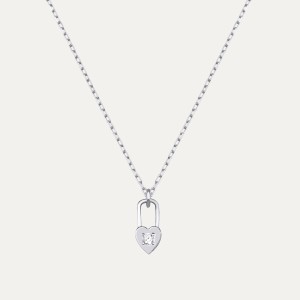  - PAVE LOCK AND HEART NECKLACE