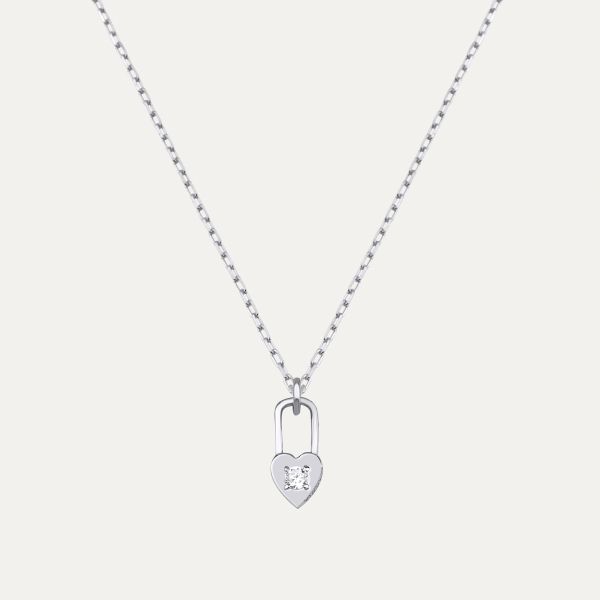  - PAVE LOCK AND HEART NECKLACE