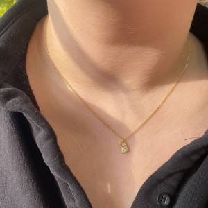 PAVE LOCK NECKLACE - Thumbnail