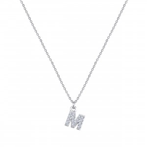 PAVE M INITIAL NECKLACE - Thumbnail