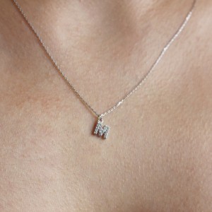 PAVE M INITIAL NECKLACE - Thumbnail