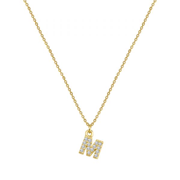 PAVE M INITIAL NECKLACE