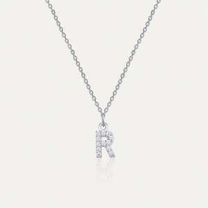  - PAVE R INITIAL NECKLACE