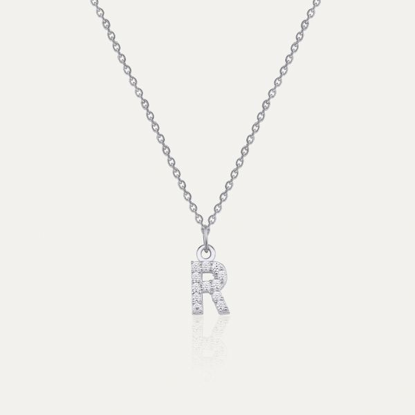  - PAVE R INITIAL NECKLACE