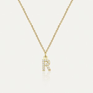  - PAVE R INITIAL NECKLACE