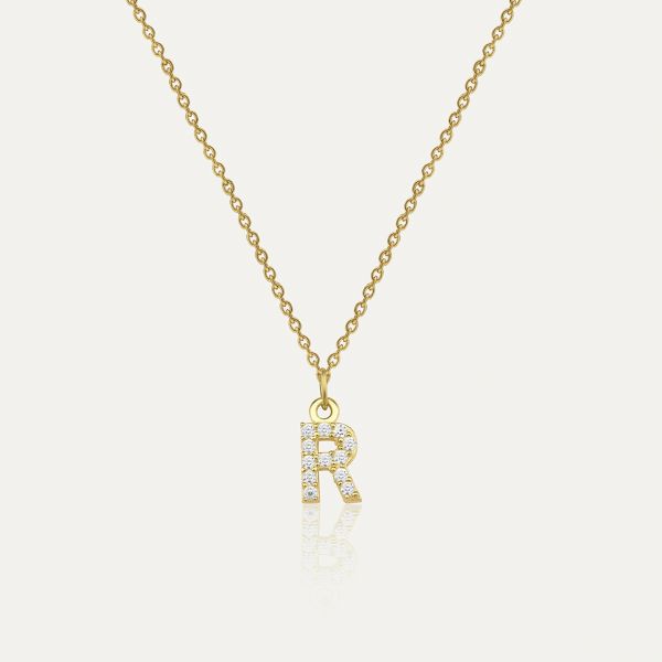 PAVE R INITIAL NECKLACE