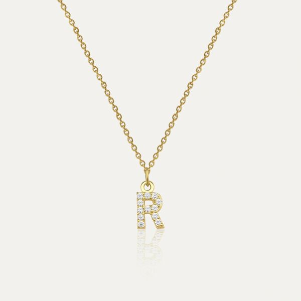  - PAVE R INITIAL NECKLACE