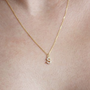 PAVE S INITIAL NECKLACE - Thumbnail