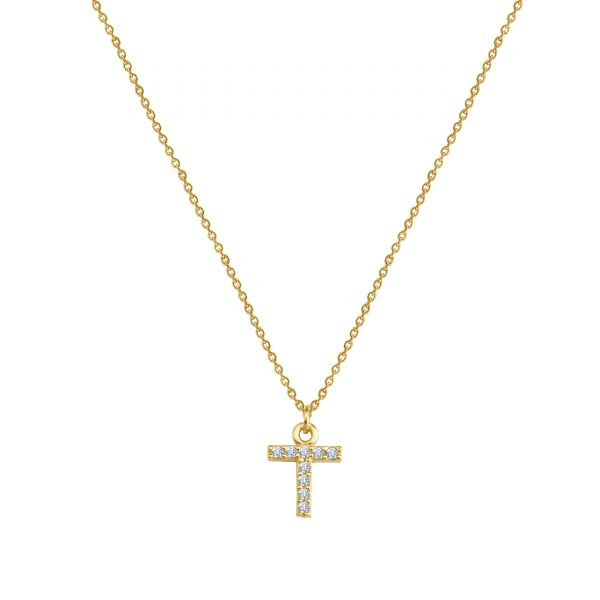  - PAVE T INITIAL NECKLACE