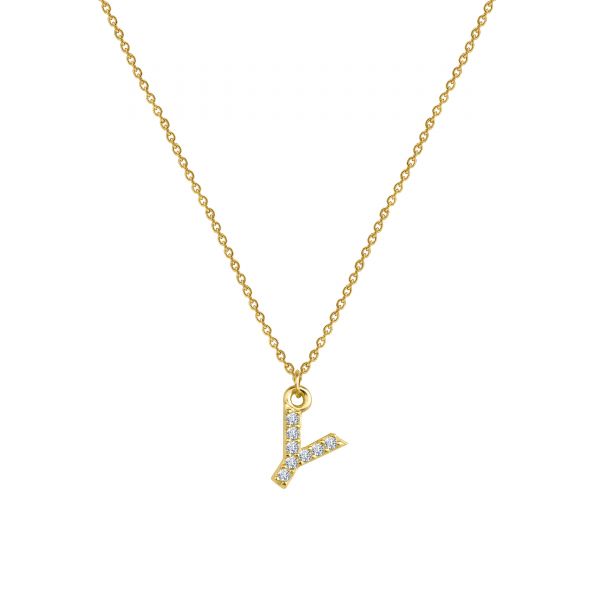 PAVE Y INITIAL NECKLACE