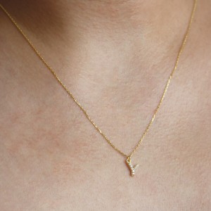 PAVE Y INITIAL NECKLACE - Thumbnail