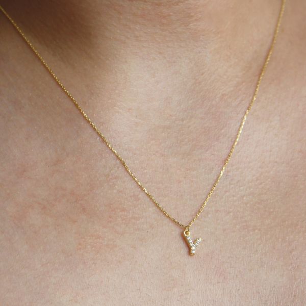 PAVE Y INITIAL NECKLACE