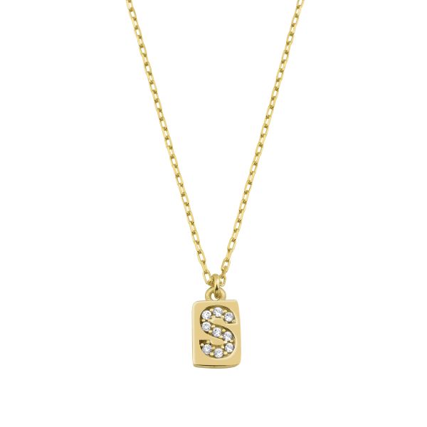  - S INITIAL TAG NECKLACE