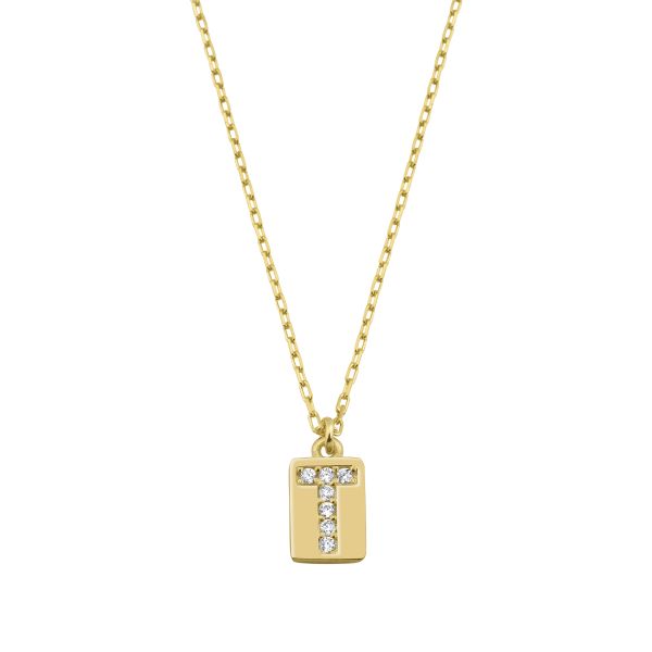 T INITIAL TAG NECKLACE
