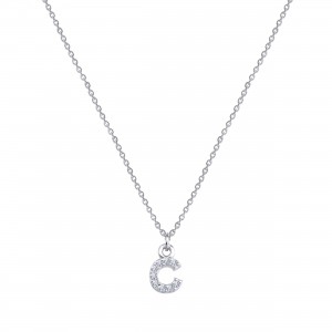  - PAVE C INITIAL NECKLACE