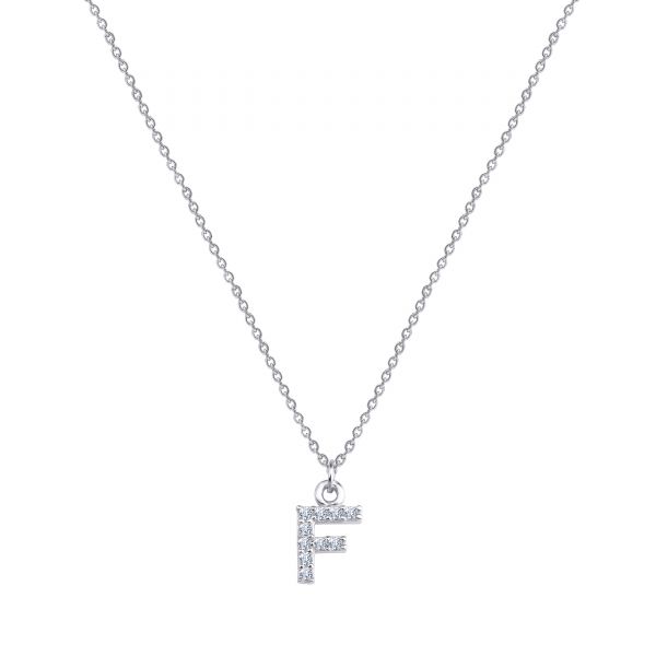  - PAVE F INITIAL NECKLACE