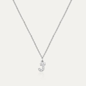  - PAVE J INITIAL NECKLACE